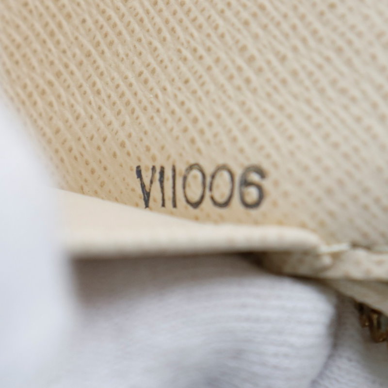 Louis Vuittonジッピーオーガナイザー ラウンドファスナー N60012 ダミエアズールキャンバス 白 VI1006 レディース 長財布