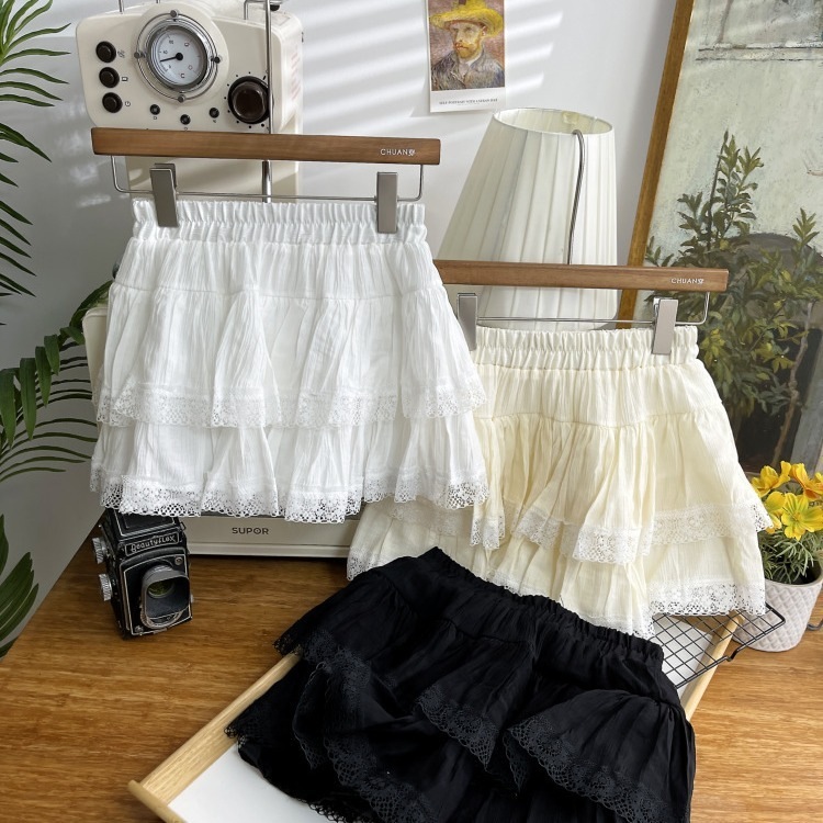 【1つ買うと10つ無料】スリムで甘いスタイルのレースホローのふくらんでいるスカートスカート女性のためのハイウエストケーキスカート -ラインスカート