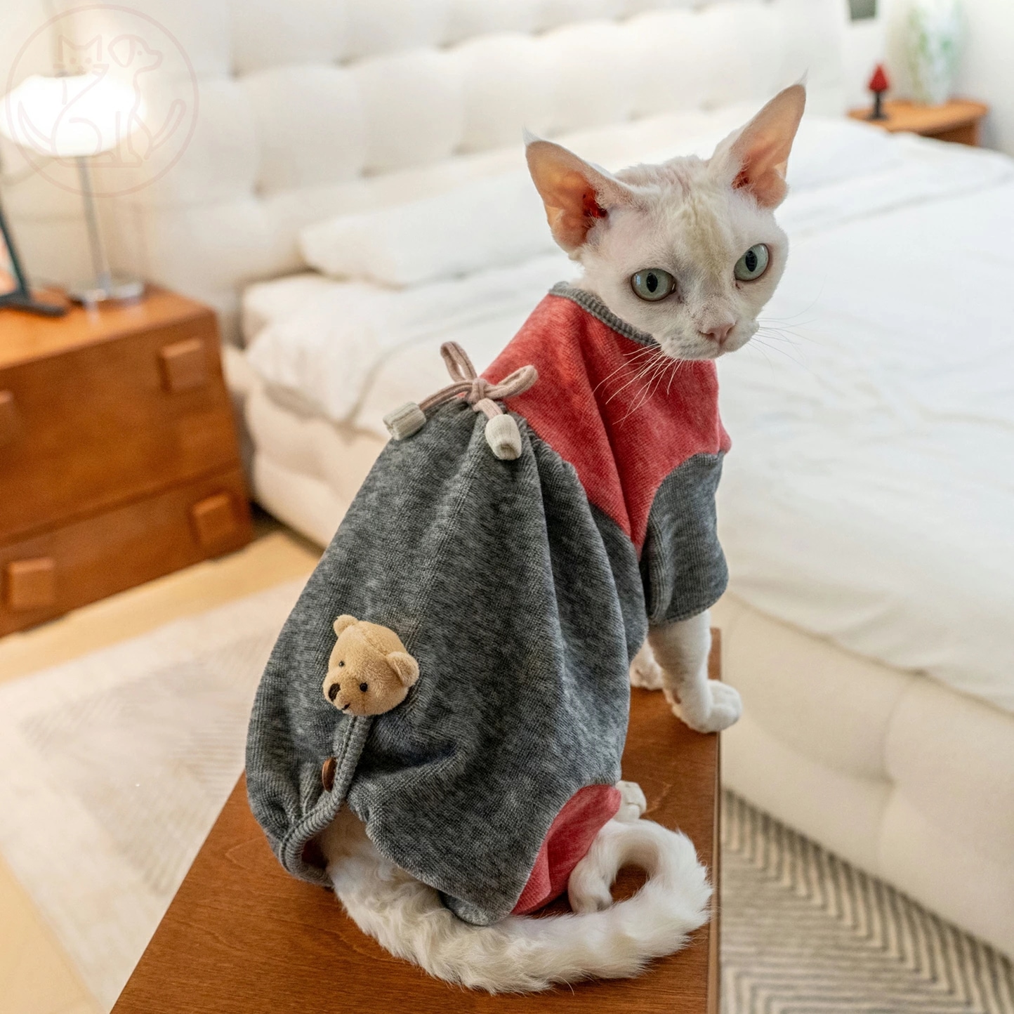 DreamPet 厚手 フリース 腹巻 四脚 デボンレックス 猫服 無毛猫 高弾性 術後服 太った猫におすすめ