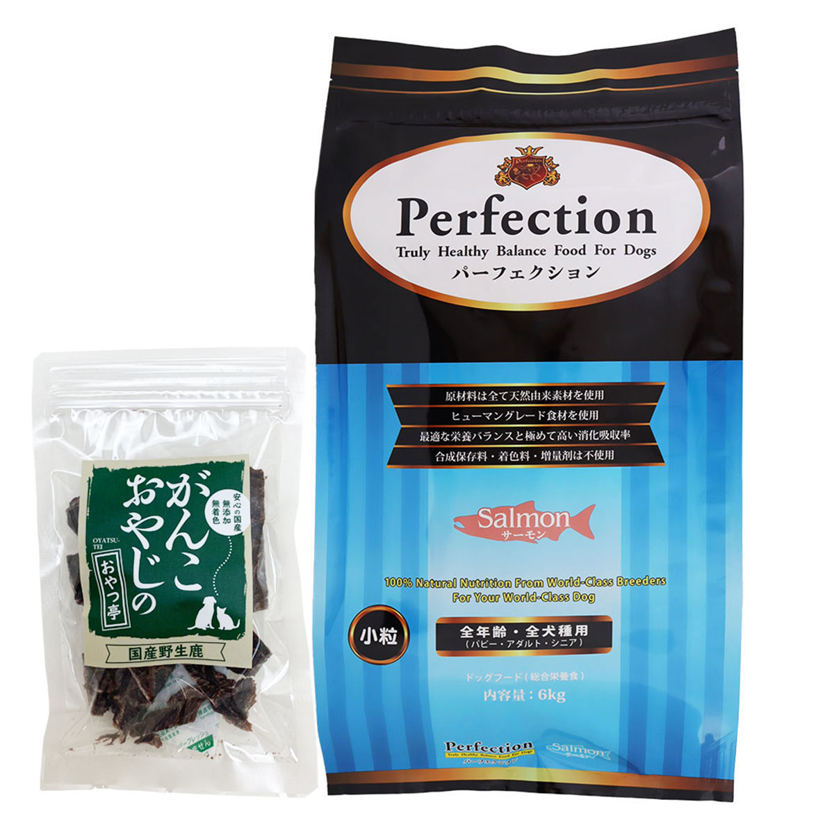 パーフェクション ドッグフード サーモン 小粒 6kg【国産鹿肉ジャーキー20g付き】
