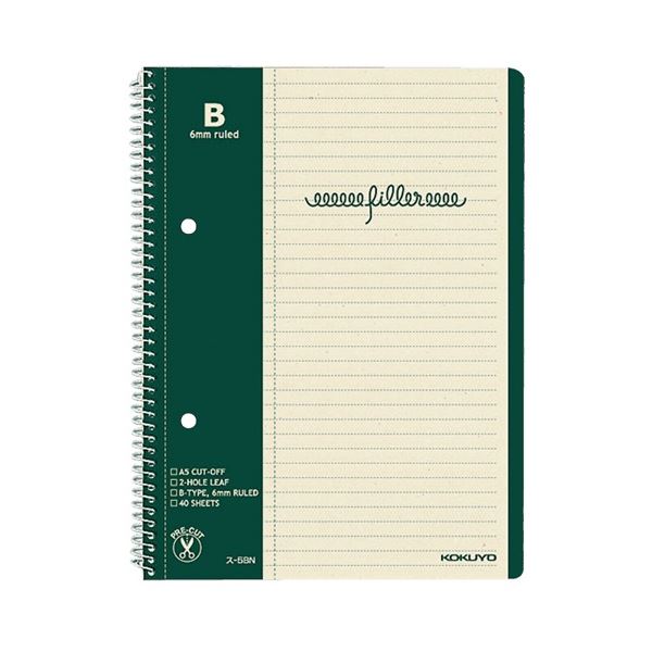 (まとめ) コクヨ フィラーノート(スパイラルとじ) A5 B罫(マージン罫入) 40枚 ス-5BN 1セット(10冊) (×3セット)