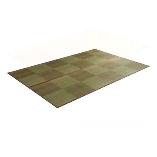 1031290062002 い草ラグ 花ござ カーペット 格子柄 ナチュラル 和室 洋室 裏不織布滑り止め 団地間6畳 (約255×340cm)ブラウン 滑りにくい お手入れ簡単 メーカー直送
