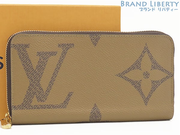未使用ルイヴィトンモノグラムジャイアントリバースジッピーウォレットラウンドファスナー長財布ブラウンダークブラウンM69353