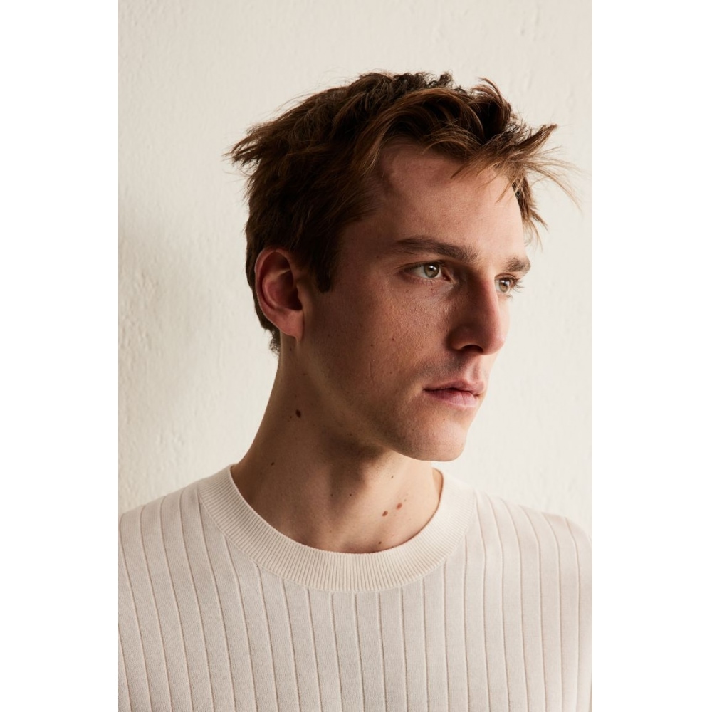 H&M レギュラーフィットニットTシャツライトベージュ