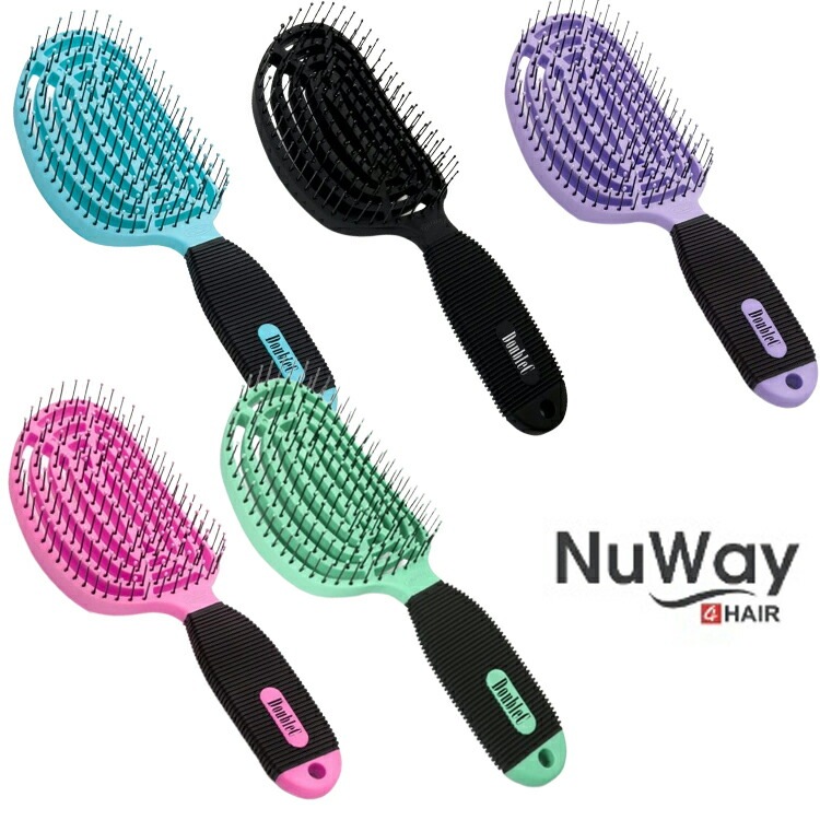 NuWay4Hair DoubleC ニューウェイフォーヘア ダブルCカーブ ヘアブラシ くし DC-BL DC-PE DC-BK DC-MPK DC-MGN ブルー パープル ピンク ブラック ミン