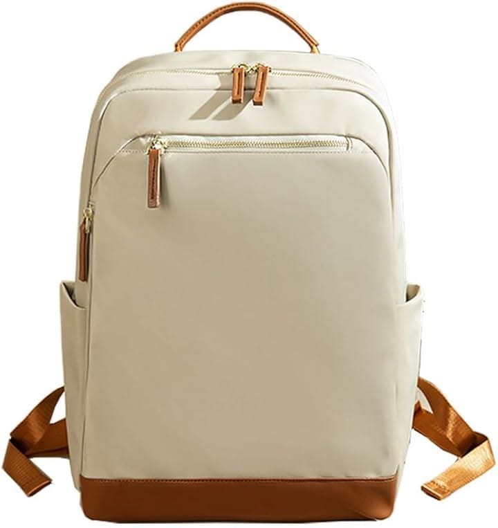 PCリュック レディース パソコンリュック ビジネスリュック PC収納 キャリーオン機能 独立PCポケット 背面ポケット 撥水・耐傷 15インチPC対応 Mサイズ(ベージュ)