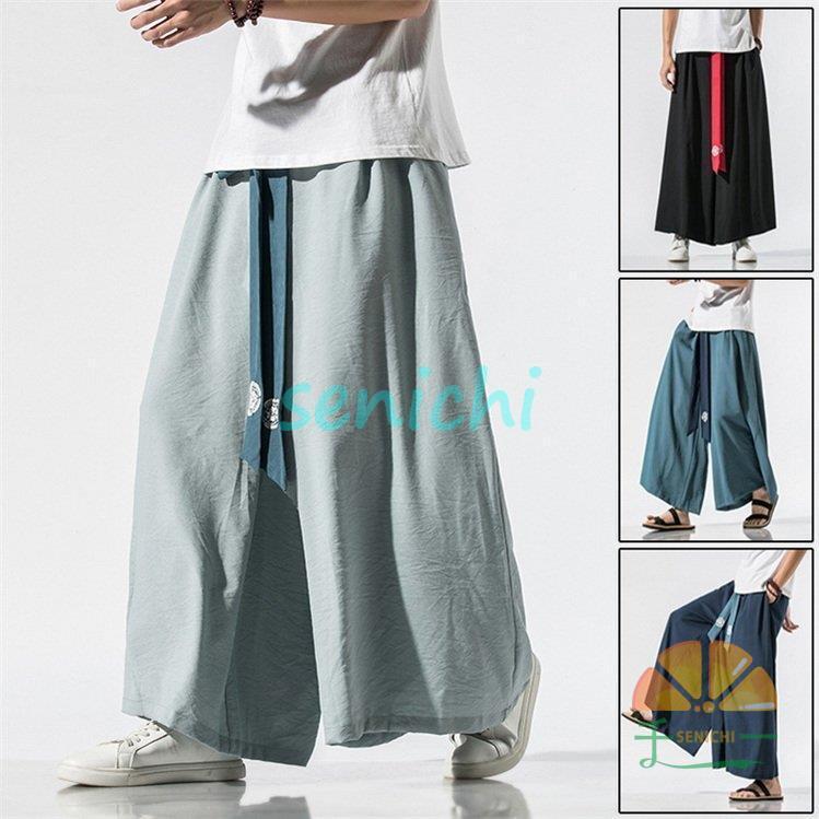 【人気商品】(3日以内に出荷)ワイドパンツ メンズ ゆるパンツ サルエルパンツ メンズ ボトムス 夏 ゆったり イージーパンツ 大きいサイズ ガウチョパンツ 綿麻ワイドパンツ メンズ ゆるパンツ