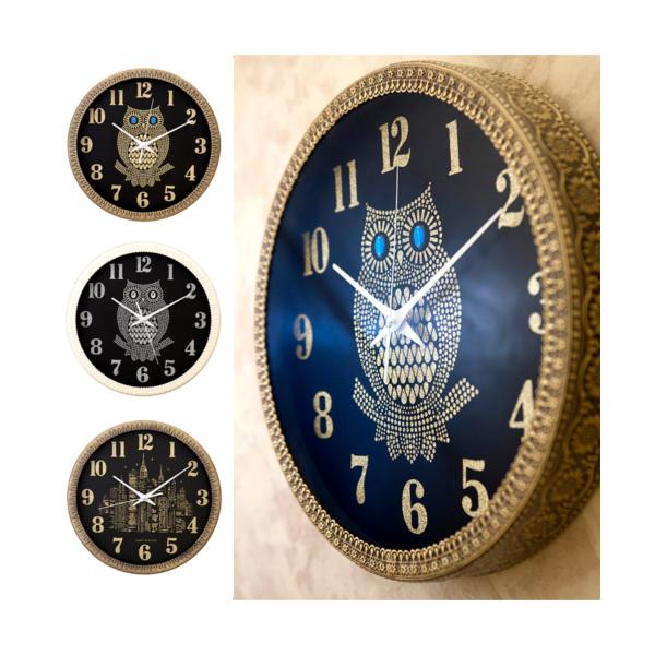 壁時計 壁掛け時計 静音 連続秒針 壁掛時計 ウォールクロック 円形 丸型 アナログ おしゃれ 北欧 ヨーロピアン ふくろう フクロウ 梟 インテリア レトロ 装飾