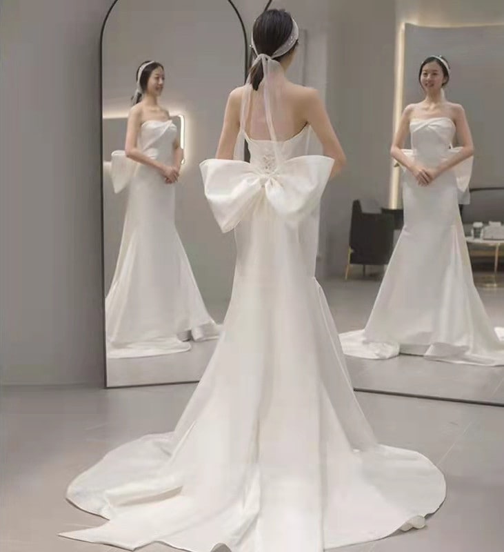 ウエディングドレスノースリーブ 結婚式ドレス 二次会 安い エンパイア 花嫁 フォトウエディング