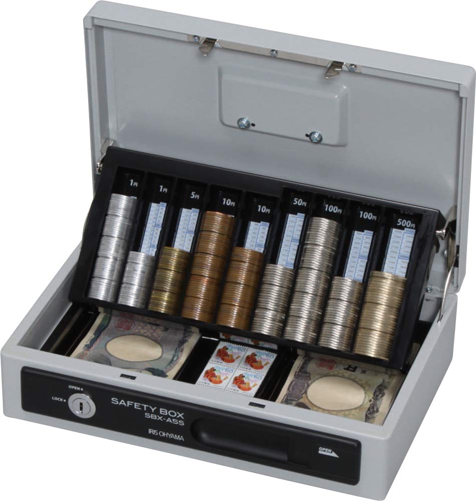 アイリスオーヤマ(IRIS OHYAMA) 金庫 手提げ金庫 A5 スリム ダブルトレー SBX-A5S グレー