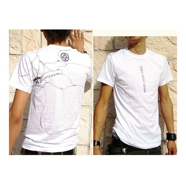 戦国武将Tシャツ (本多忠勝 蜻蛉切) 3Lサイズ 半袖 ホワイト(白) (メンズ 大きいサイズ Uネック おもしろ)