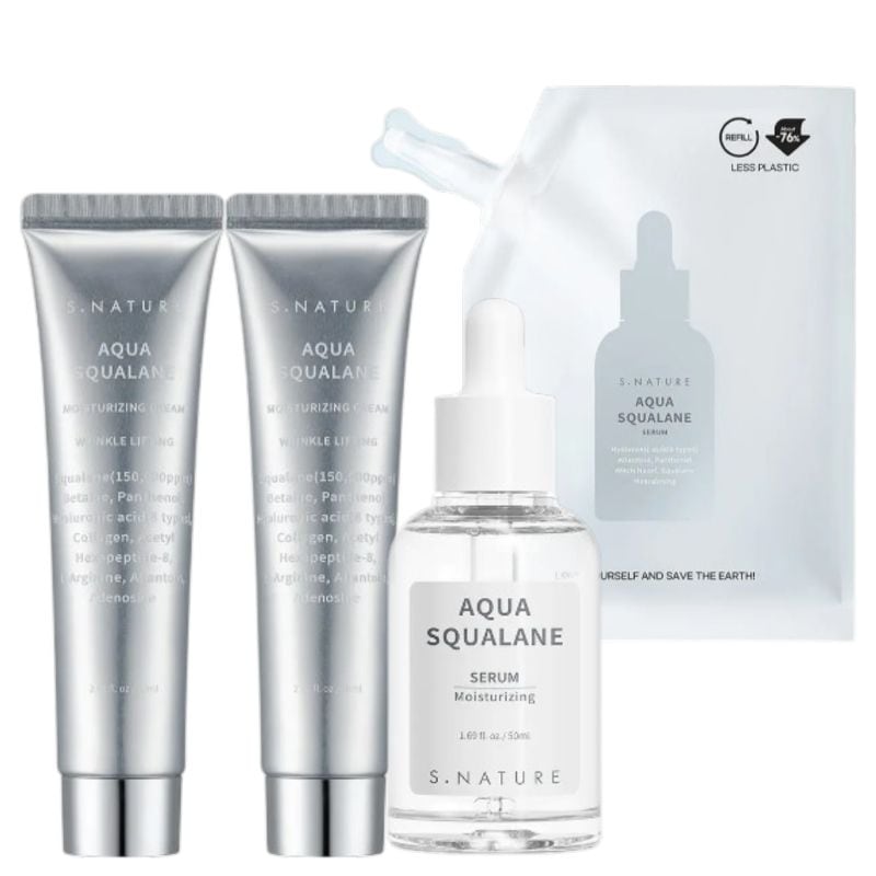 アクアスクワラン 水分クリーム60ml×2 アクアスクワランセラム50ml+リフィル50ml オリーブヤング企画 キーリング1個+ミラー1個プレゼント 韓国コスメ