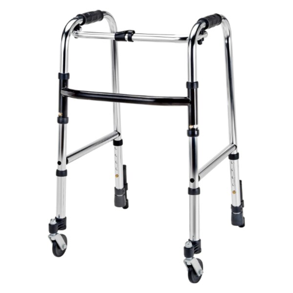 アルミ製歩行器 ミニタイプ 固定型 前輪自在キャスター付 非課税 歩行器 室内用 歩行補助 軽量 頑丈 折り畳み 折りたたみ 折畳み シルバー 福祉器具 けが リハビリ