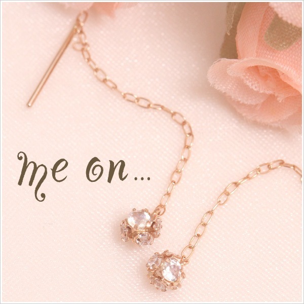 me on... K10PG ブルームーン キュービックジルコニア ボール ピアス 発送目安２-３週