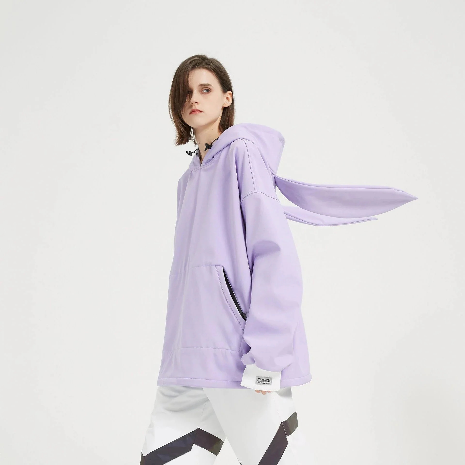 【3日で出荷】スノーボードウェア ジャケット プルオーバー パーカー アウター 単品 耳付き 兎耳 猫耳 スノボウェア スキーウェア メンズ レディース 男女兼用 韓国風 防風 防水 防寒