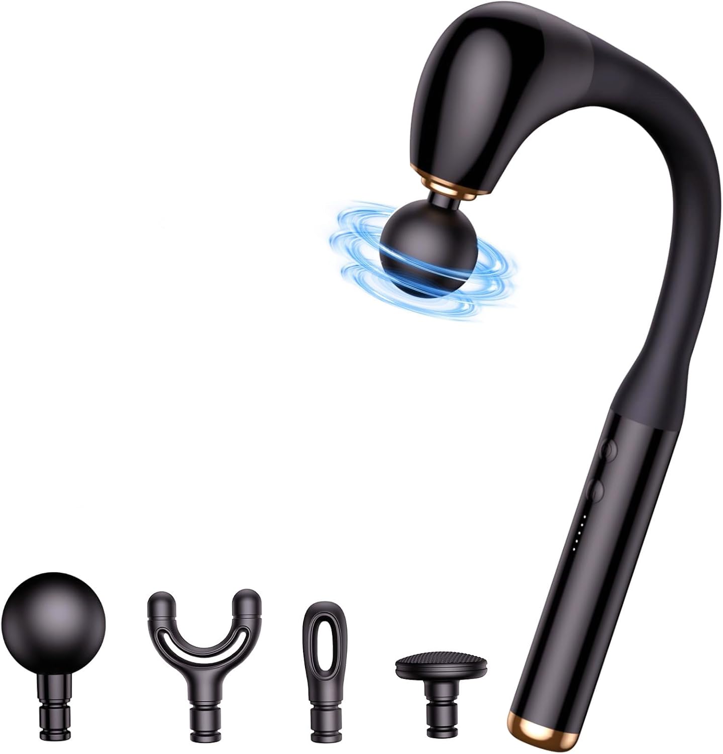 【弾力性アーム実用性特許】Deestop 背中リリースガン 筋膜リリースガン ハンディガン 5段階強力振動 超軽量 全身リフレッシュ Type-C急速充電 静音 4個ヘッド付属 クリスマスプレゼントハンディマッサージャー