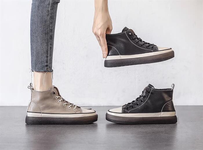 レディース スニーカー 本革カジュアル レザースニーカー靴 レディース靴 ブーツ ルーズ