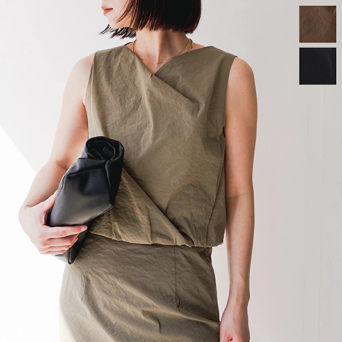 CLOCHE クロシェ ブラウス 510-85041 レディース ワッシャー ストレッチ ノースリーブ カラー2色