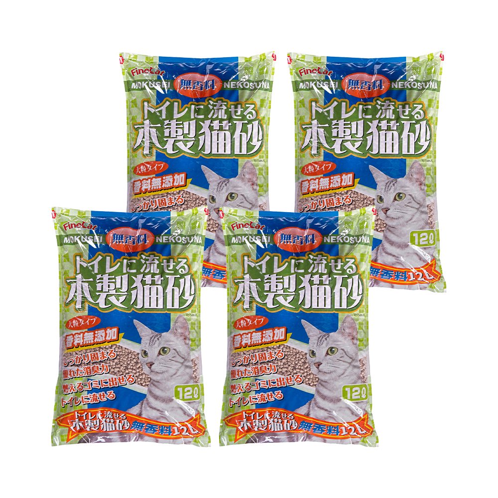 猫砂　常陸化工　トイレに流せる木製猫砂　無香料　１２ＬX４　お一人様１点限り　箱売り　ＣＲＣ30―14―30―20―00