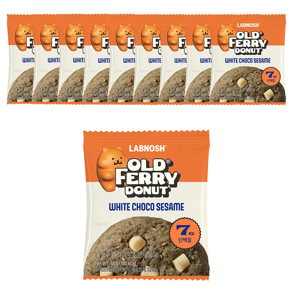 [韓国食品]ラップノッシュオールドフェリドーナツタンパククッキーホワイトチョコセサミ40g10個 7,830円