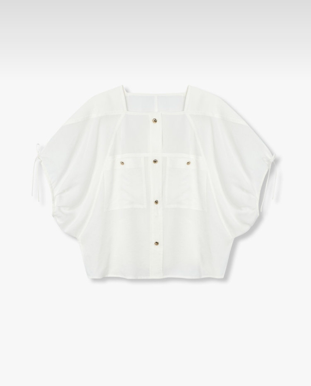 GCUT スクエア ネック ボタン ブラウス