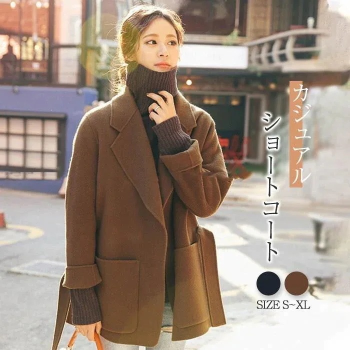 入荷コートチェスターコートレディース秋冬ロング丈チェスターコート無地ラシャコートショートコートキャメル韓国風アウター通勤着痩せゆったり