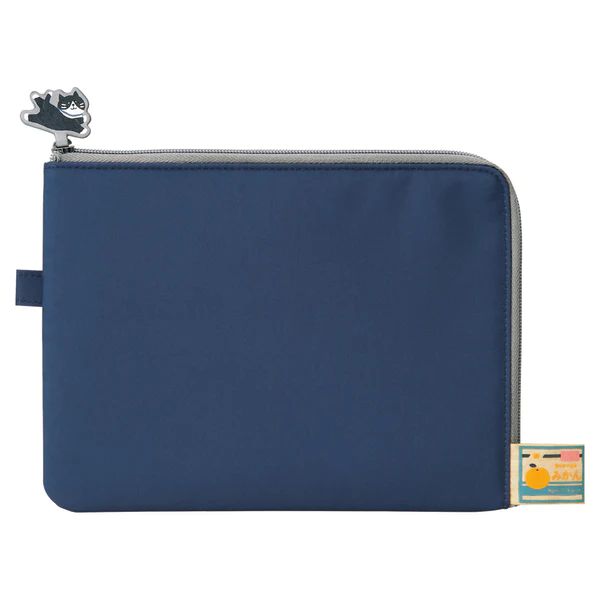（まとめ買い）にゃんシーン フラットポーチ インディゴブルー A-2222-11 [x3]