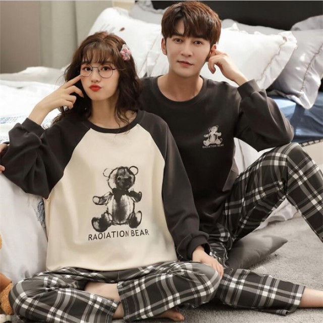 熊柄 ペアパジャマ ルームウェア ペアルック カップル パジャマ クマ レデイース メンズ 寝巻き 男女セットナイトウェア お揃い 部屋着 結婚お祝い プレゼント