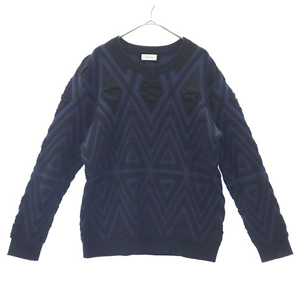 総柄 長袖 セーター 2 ネイビー×ブラック ニット ユナイテッドアローズ メンズ