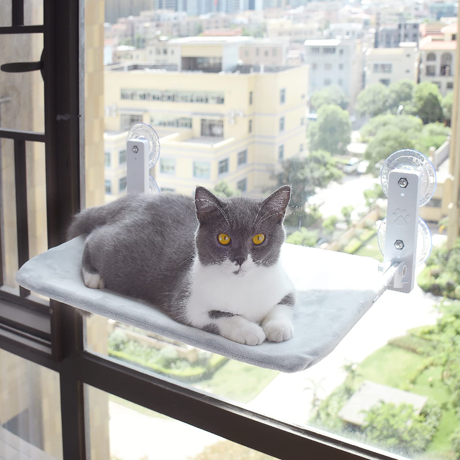 猫 ハンモック 窓 猫 ベッド 吸盤式 強力な吸盤 窓掛け 窓際マット 折りたたみ 窓ハンモック 取り付け簡単 四季兼用 耐荷重15kg 日光浴 ネコ用 猫 キャット ねこ 室内用 睡眠 運動 休憩