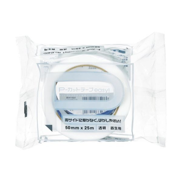 （まとめ）寺岡製作所 P-カットテープ EASY4140D 50mmx25m 透明 1巻[x10]