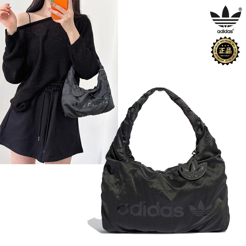 IB9048 Satin Small Shoulder Bag サテン ショルダー コンパクト 軽量 収納 ポケット ファスナー 通勤 通学 旅行 ロゴ コーデ提案 ニット ストラップ デイリー 上品