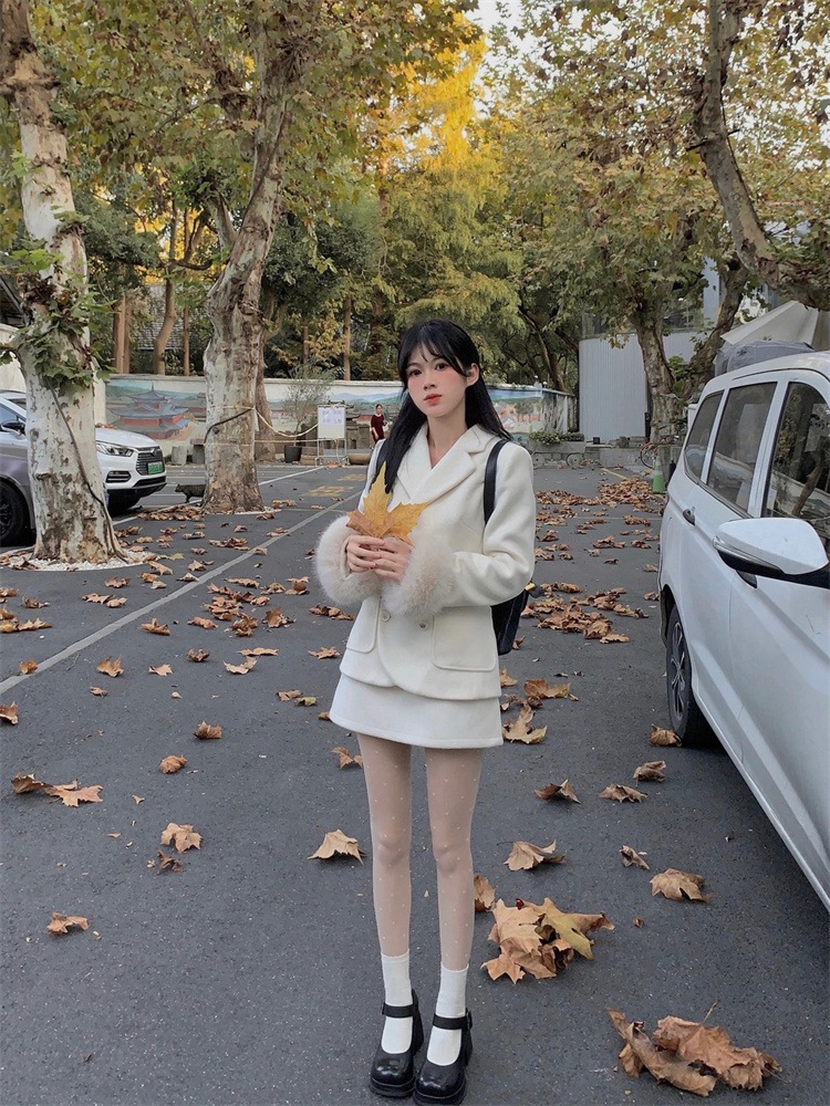 ウールスーツ ワンピース 秋冬 韓国ドラマ 小祥カレッジスタイル ツーピーススーツ