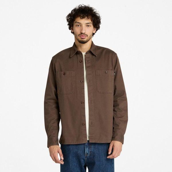 男女共用ウォッシュドツイルユーティリティシャツ ブラウン A44W5 243