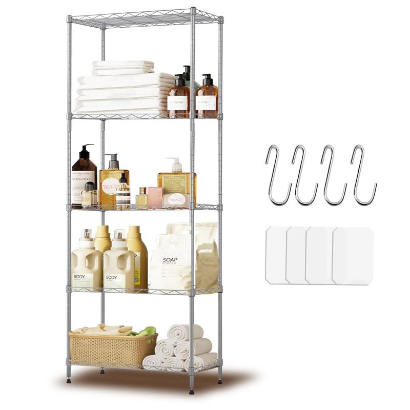 5段スチールラック 棚 メタルラック 耐荷重200kg 収納ラック 幅60×奥行40×高さ150cm シルバー