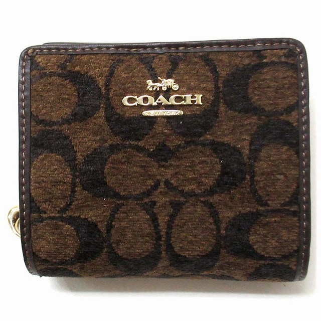 コーチ 財布 COACH アウトレット シグネチャーシェニール スナップ 二つ折り財布 CCQ32 IMA7U