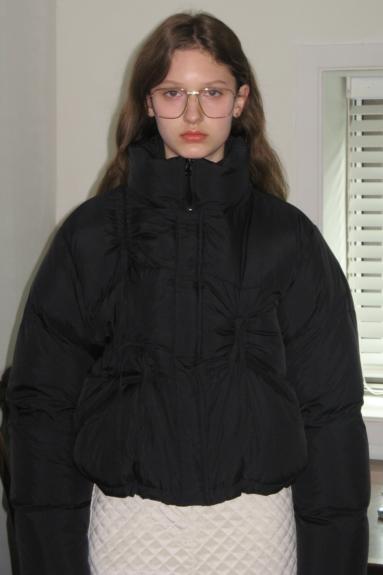 【SINOON】 RIBBON DETAIL PUFFER JACKET : 3COLOR