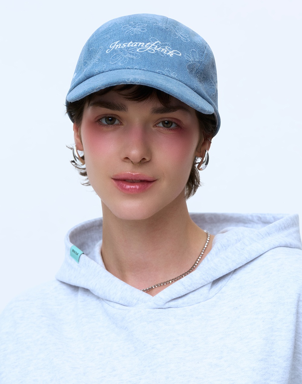 DENIM FLOWER CAMP CAP - INDIGO BLUE