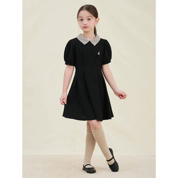 [BEANPOLE KIDS] チェックカラーポイントジャージーワンピース ブラック (BI5471G915)
