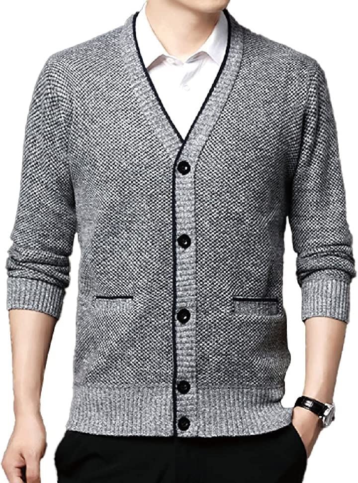 カーディガン メンズ ニット ビジネス カジュアル 裏起毛(グレー, 2XL)