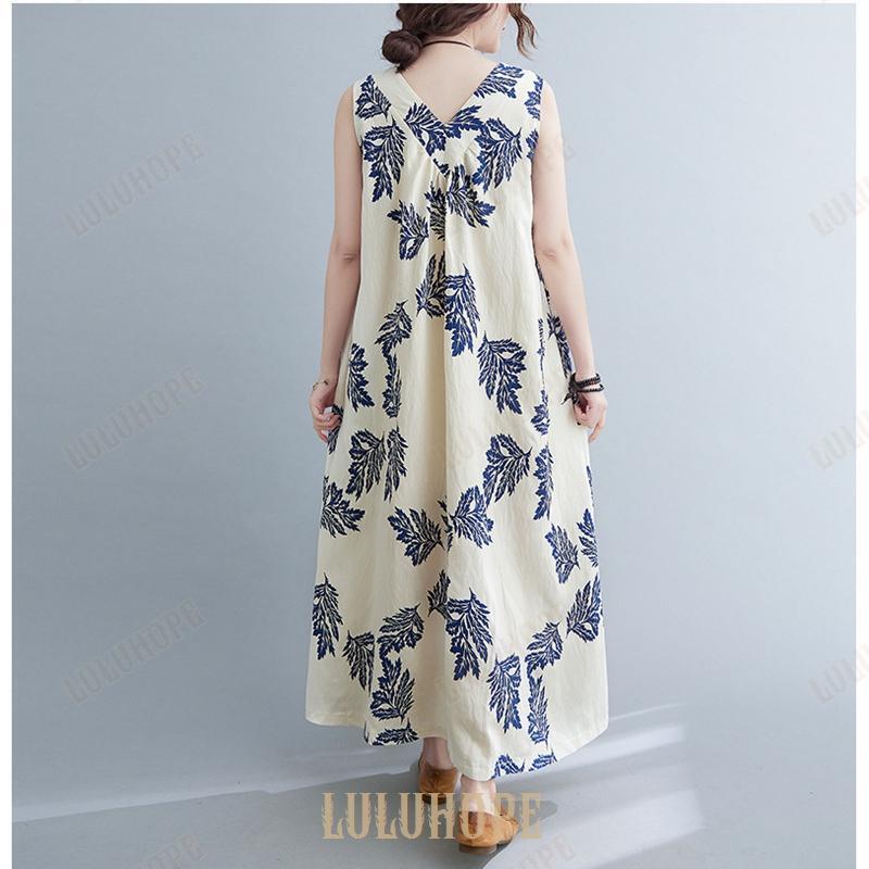 ワンピース レディース 綿 リゾートワンピ ノーカラー ノースリーブ ハワイアン 夏 ロングワンピース マキシワンピ マキシワンピ リゾート リゾートワンピース