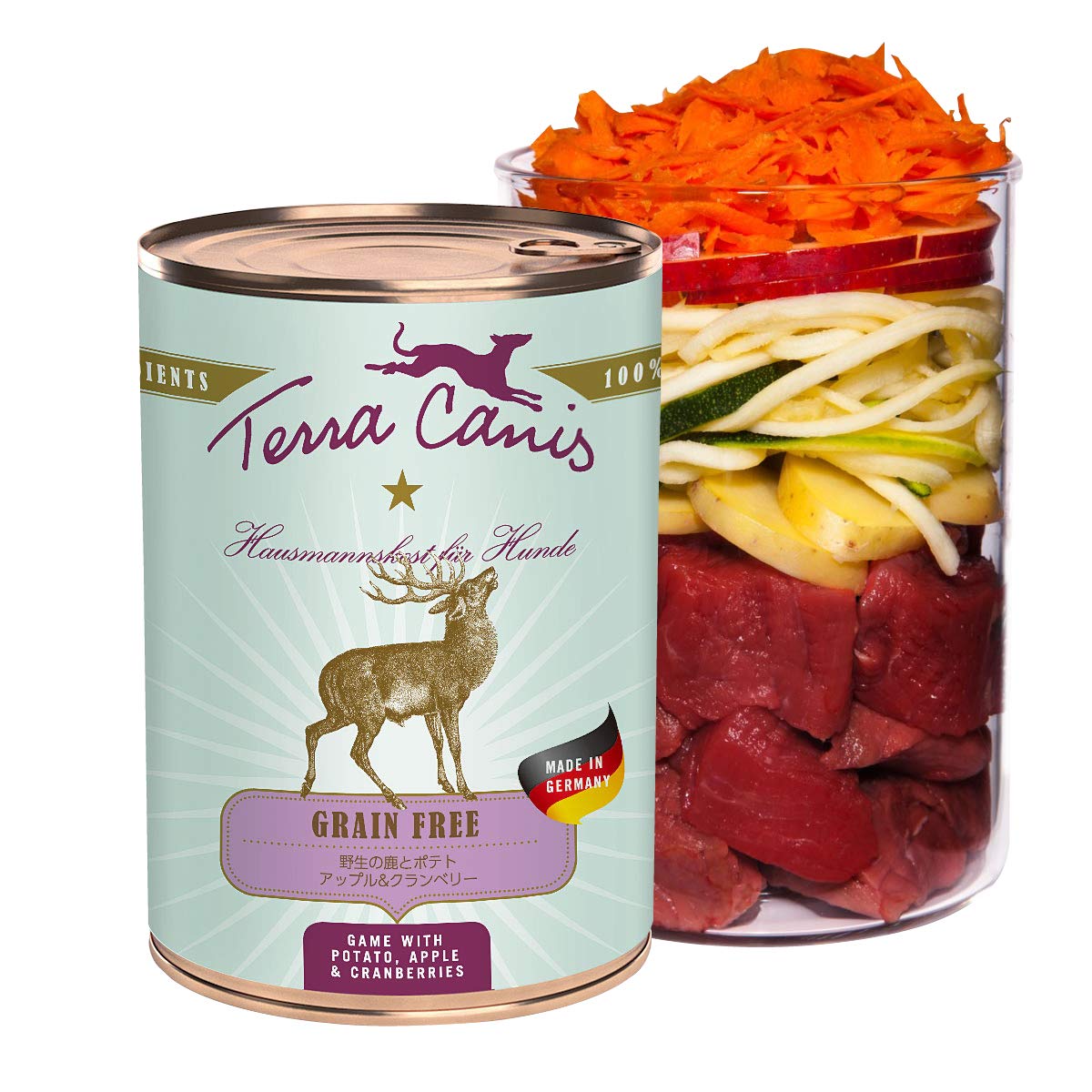 テラカニス グレインフリー 野生の鹿とポテト アップル&クランベリー (400g×6缶)