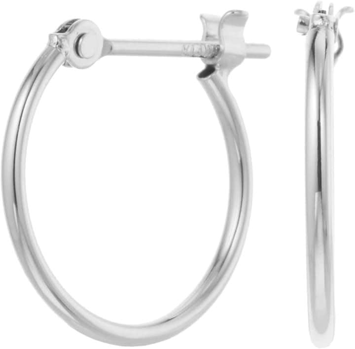 Piena ピエナK14WG ホワイトゴールド フープシンプル 日本製 縦12.3mm 横13.3mm ピアス レディース 12,800円