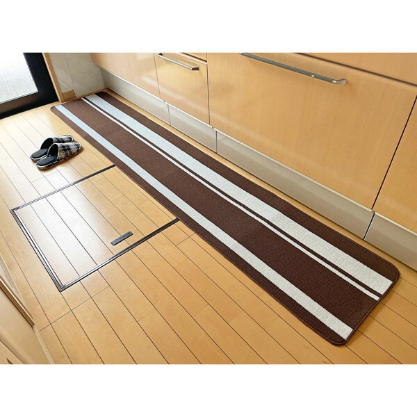 マルナカ 1864 キッチンマット ストライプ 45×240cm ブラウン メーカー直送
