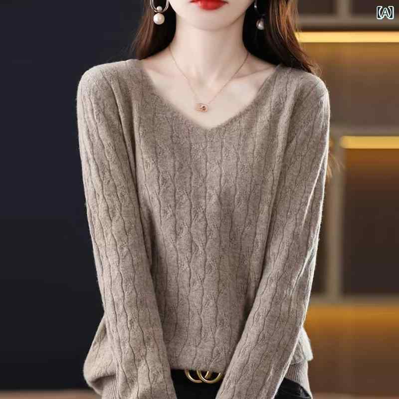 セーター 長袖 レディース 女性 カジュアル 普段使い 薄手 Vネック トップス プルオーバー 編み ニット シャツ 大きいサイズ ピンク 緑 紫