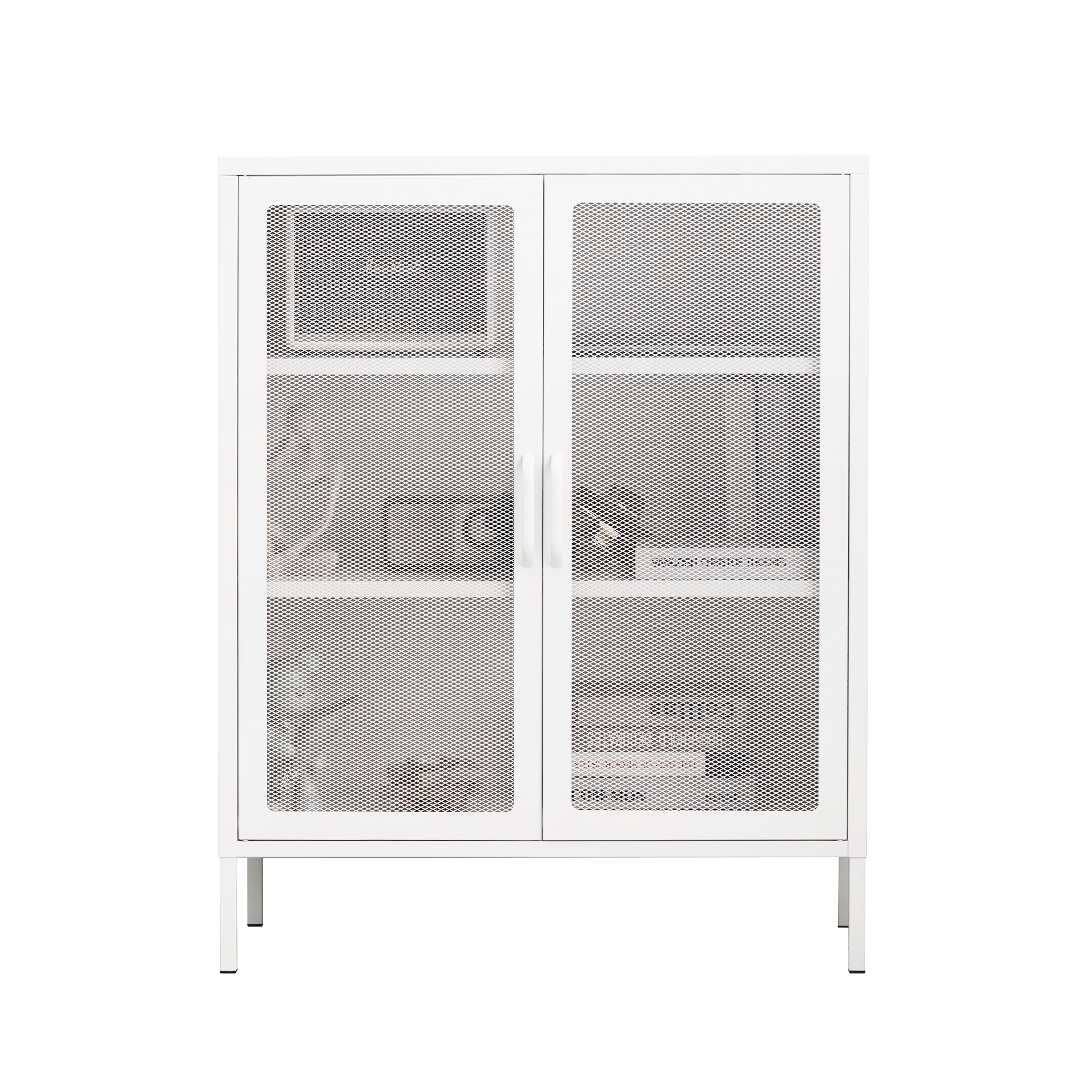 355キャビネット サイドボード 収納棚 扉付き スチール製 可動棚 スリム 収納 オフィス 事務所 会社 店舗 病院 学校 更衣室 寝室 業務用 網面 通気性抜群 簡単組立 頑丈 ホワイト
