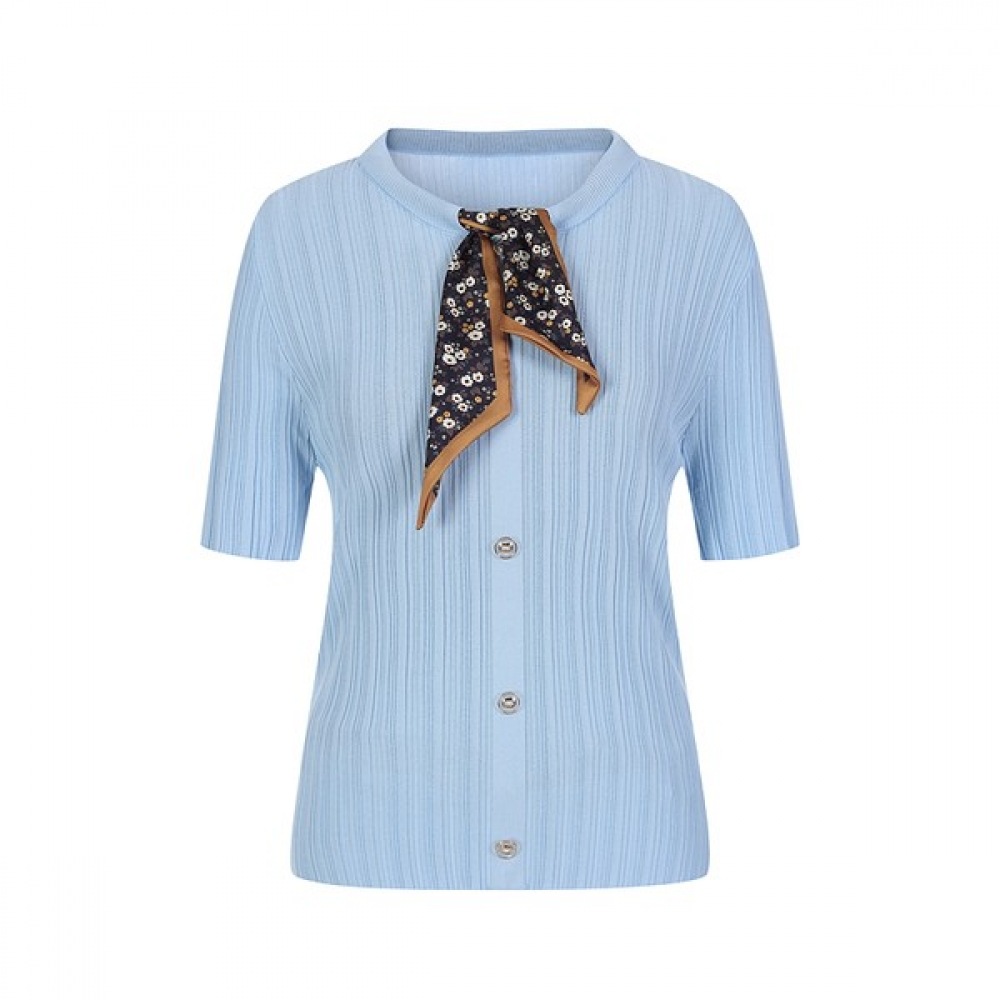 (フォレスト)マフラータイネック半袖ニット(SY5SK31)