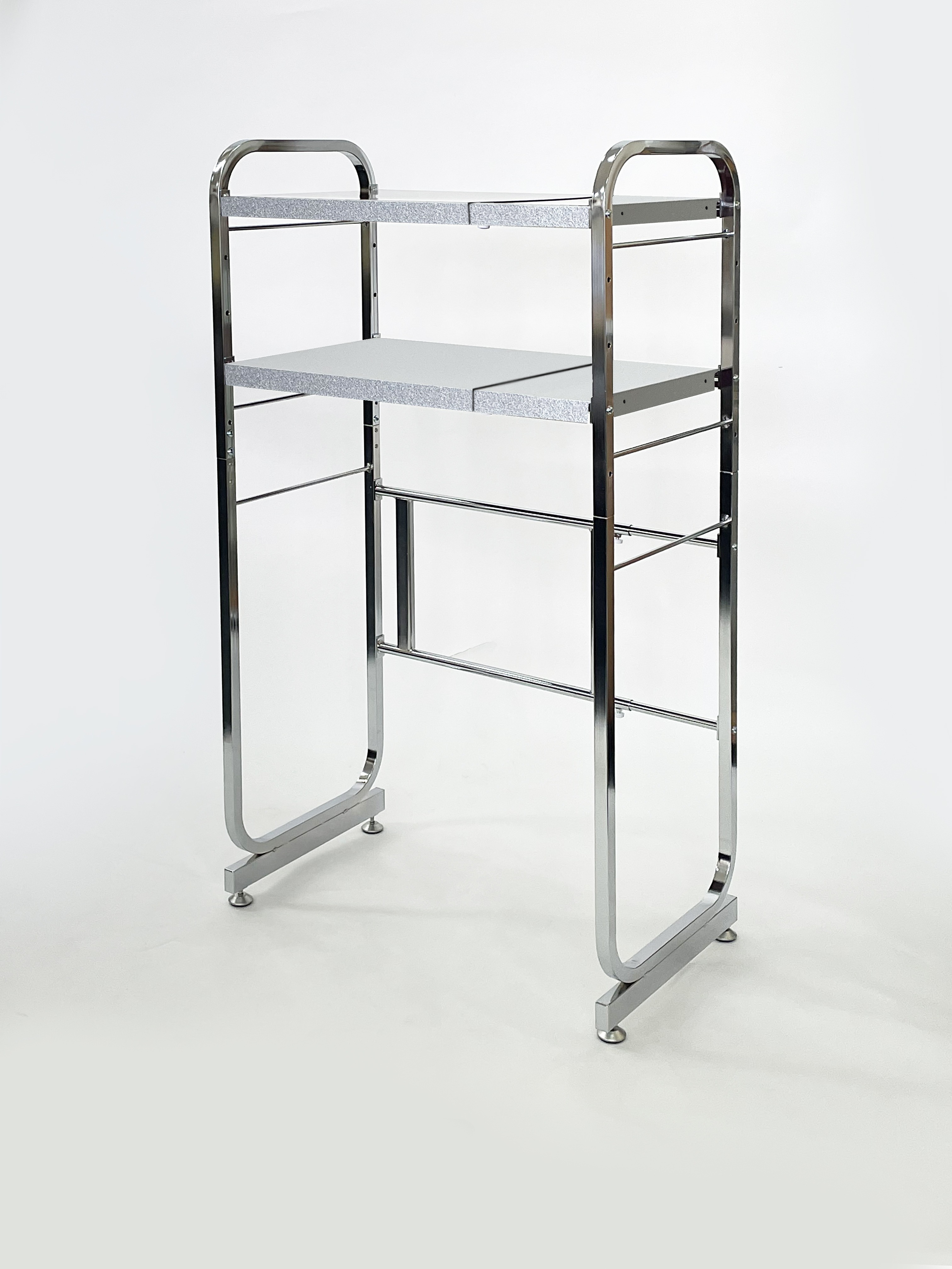 伸縮式ｷｯﾁﾝﾍﾟｰﾙﾗｯｸ２段ｶﾞﾙﾊﾞﾘｳﾑﾀｲﾌﾟ/クロムメッキ/KPG-4002SL/ 寸法：幅55-90cm　奥行40高さ129cm