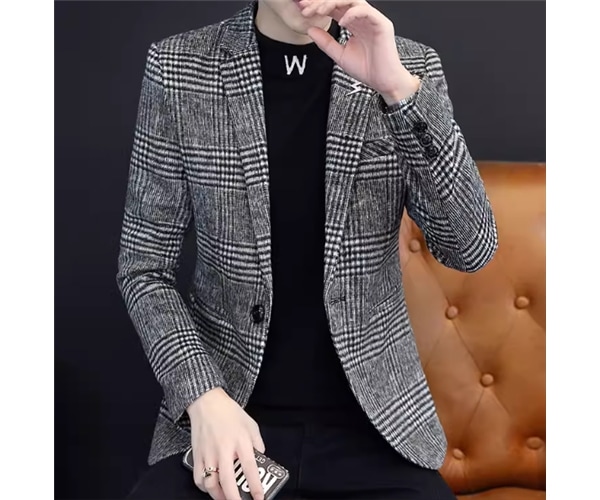 メンズ 男性用 ジャケット スーツ アウター 上着 ウール ミドル丈 長袖 襟付き スーツカラー スリム スマート 異国風 厚手 ベルベット カジュアル 上品 おしゃれ かっこいい レトロ こなれ感テーラード