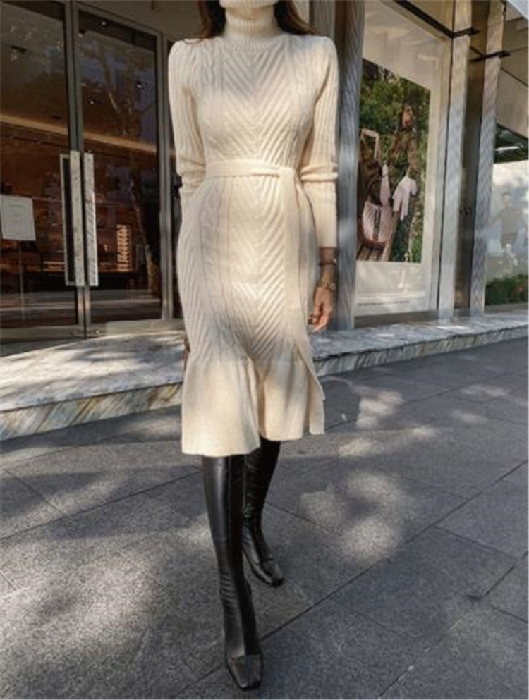 スリム ニット レディース ワンピース 寒い冬にも暖かく履ける エレガント ロングスカート 韓国 ニットワンピ 最安値 Coris Ec